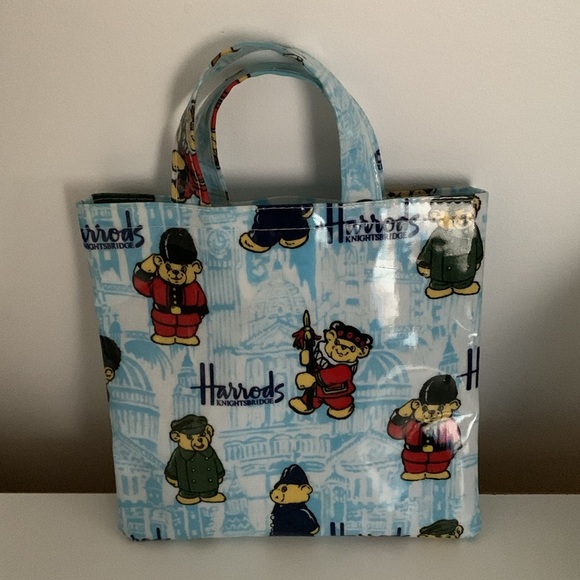 Vintage Harrods of Knightsbridge Mini Tote Bag Teddy Bear At Your Service - Picture 2 of 11